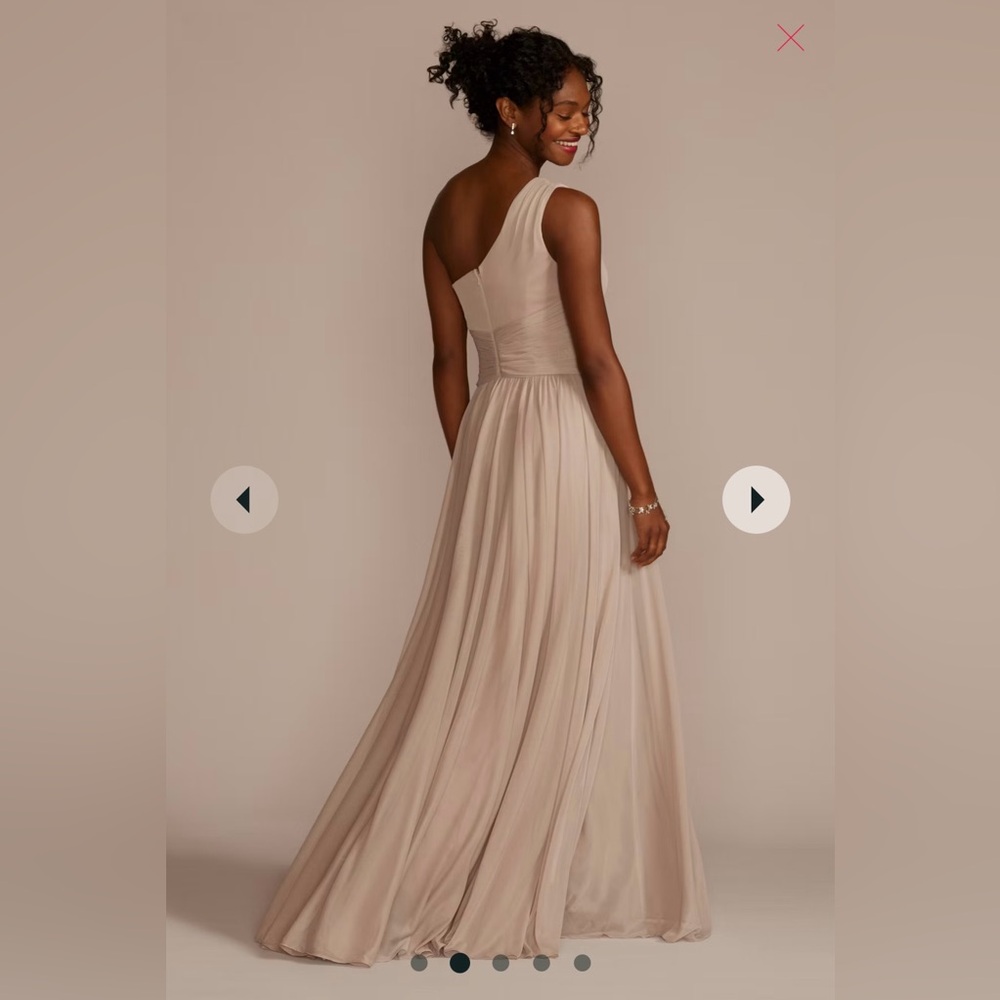 MESH ONE-SHOULDER BRIDESMAID DRESS WITH FULL SKIRT,CHIANTI,18 - Picture 2 of 7